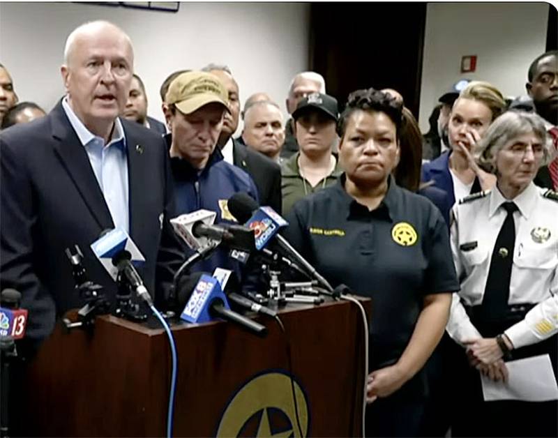 Creston native Jeff Hundley, Allstate Sugar Bowl chief executive officer, addresses the media during a Jan. 1 press conference about the Sugar Bowl postponement after a terror attack on Bourbon Street early that morning.