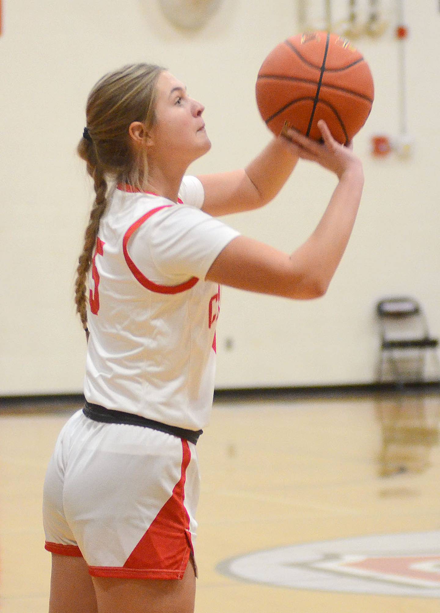 Creston sophomore Marlee Stalker shoots from the wing in the first half against Winterset Monday night. Stalker had three rebounds in a reserve role.