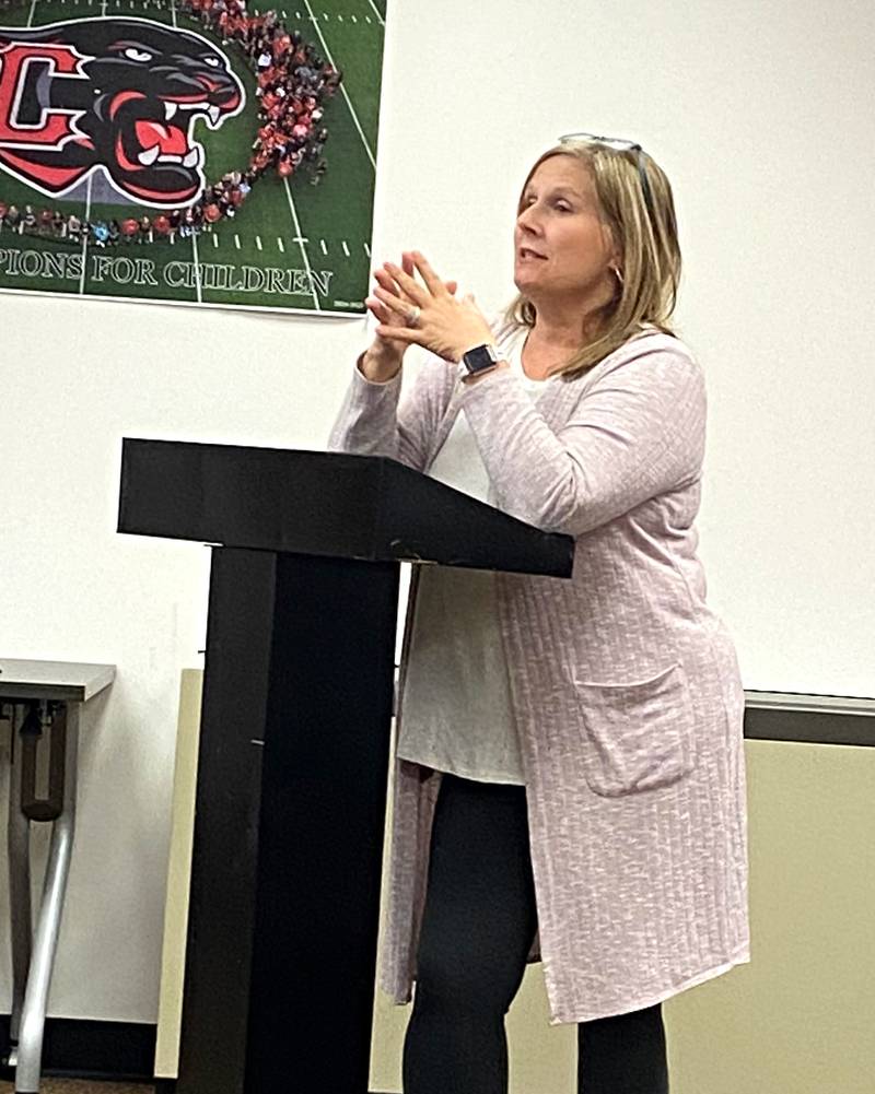 CCSD Mentoring Coordinator Paula Jacobson shares with the school board how the Mentoring and Induction Program will change for the next school year.