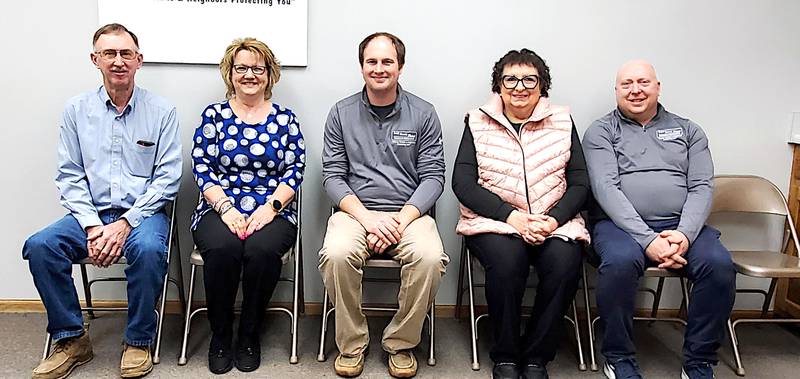 Adair County Mutual Insurance’s board includes from left, Allen Tanner, Vice Chairman; Marcia Kralik, President-Treasurer; Greg Lilly, Chairman; Sherol Brown, Secretary; Tim Jensen, Director.  Not pictured:   John Baudler, Director.