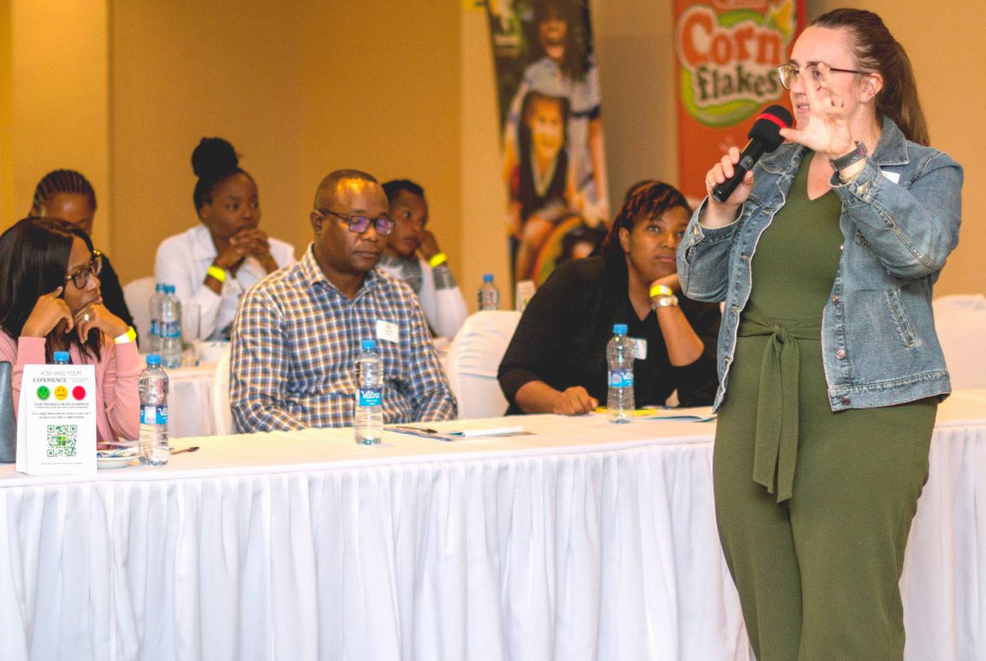 Mwanza speaks at a recent event for parents of special needs children in Zambia.
