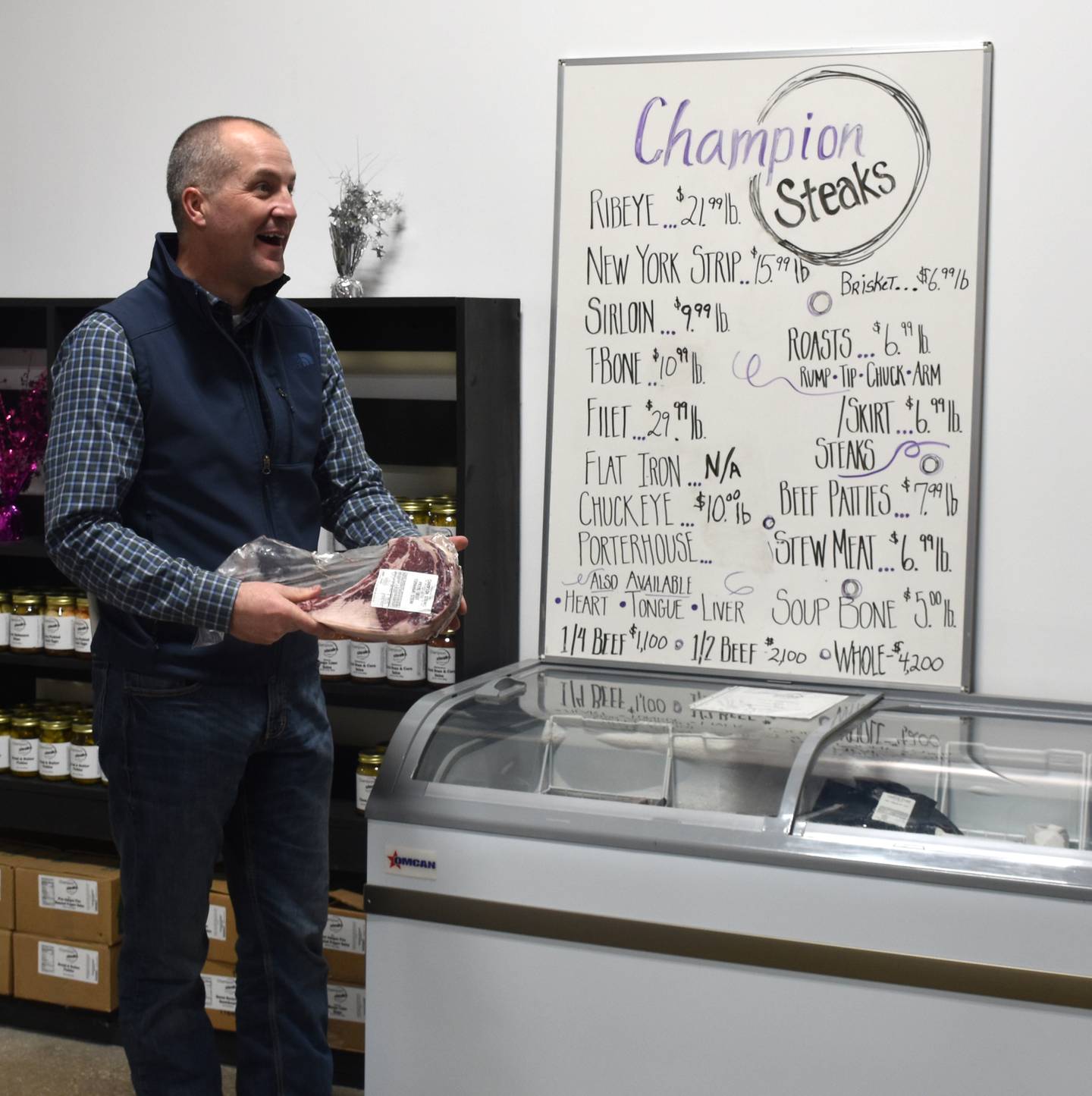 Naig shows his excitement for a Union County tomahawk.