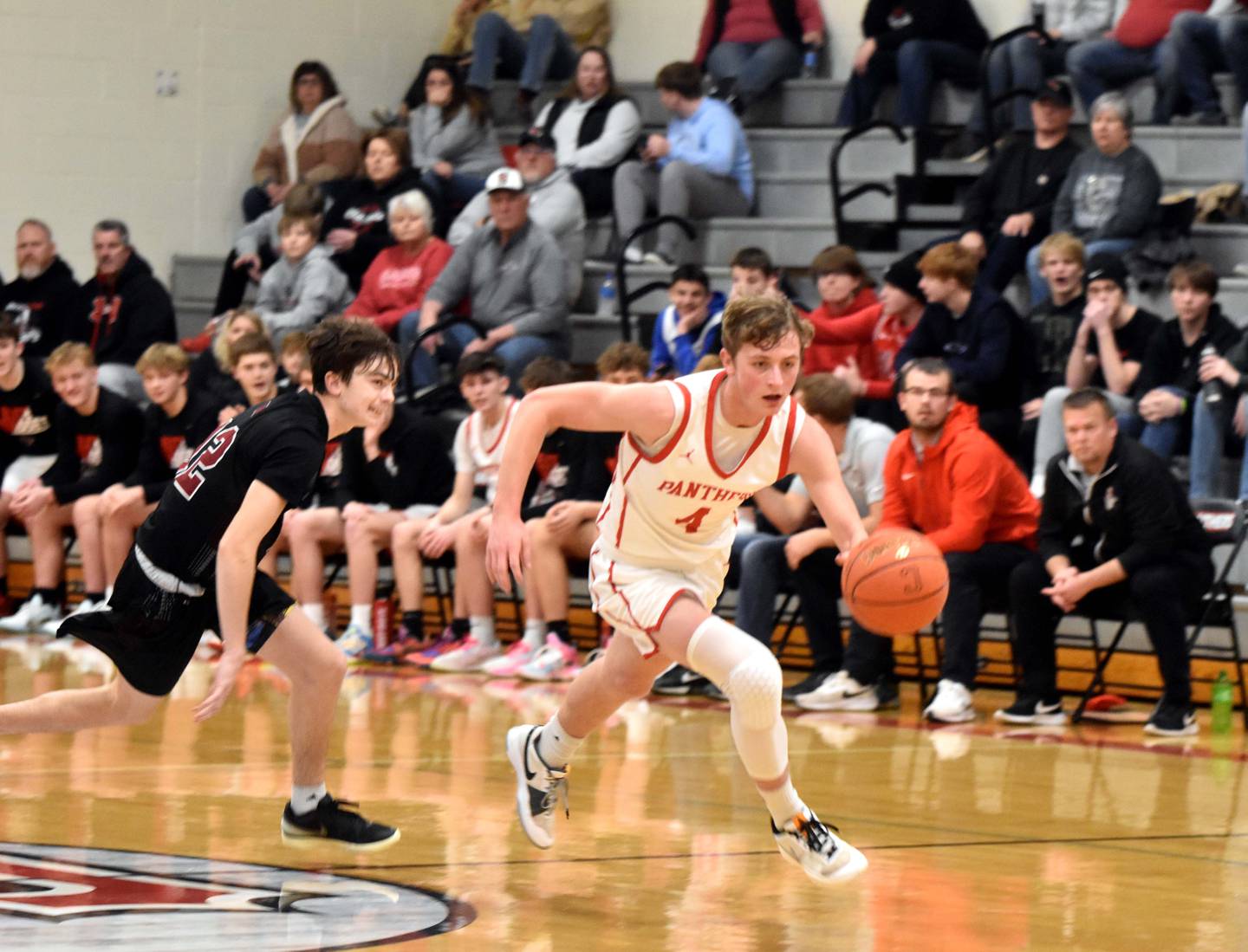 Tony Davidson takes a layup early in the game. Davidson contributed 12 points.