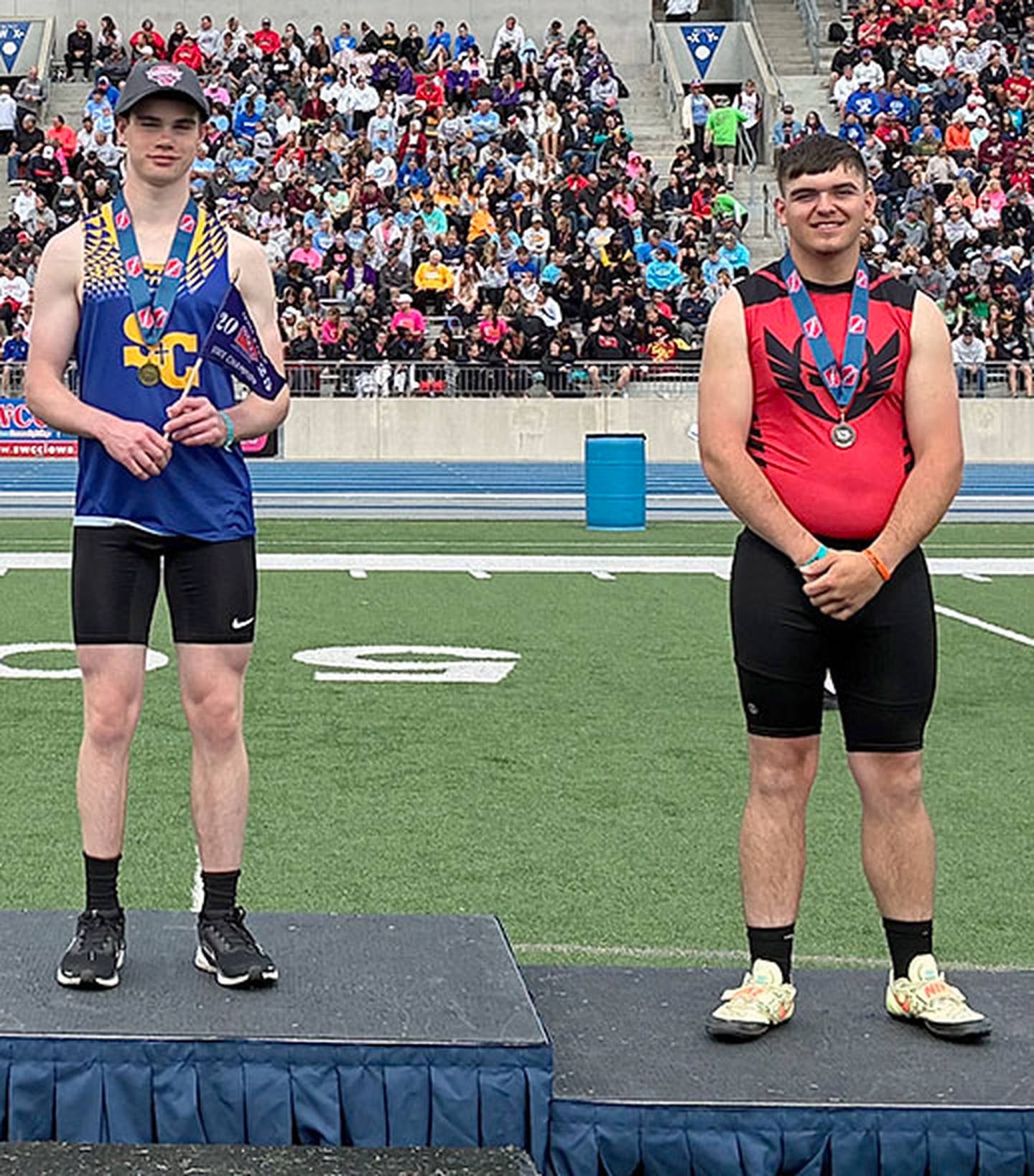 Willie Baker of Mount Ayr is introduced as the runner-up in the para ambulatory shot put with a throw of 29-08.5. Baker also placed fourth in the ambulatory 100 meters, 200 meters and fifth in the 400 meters.