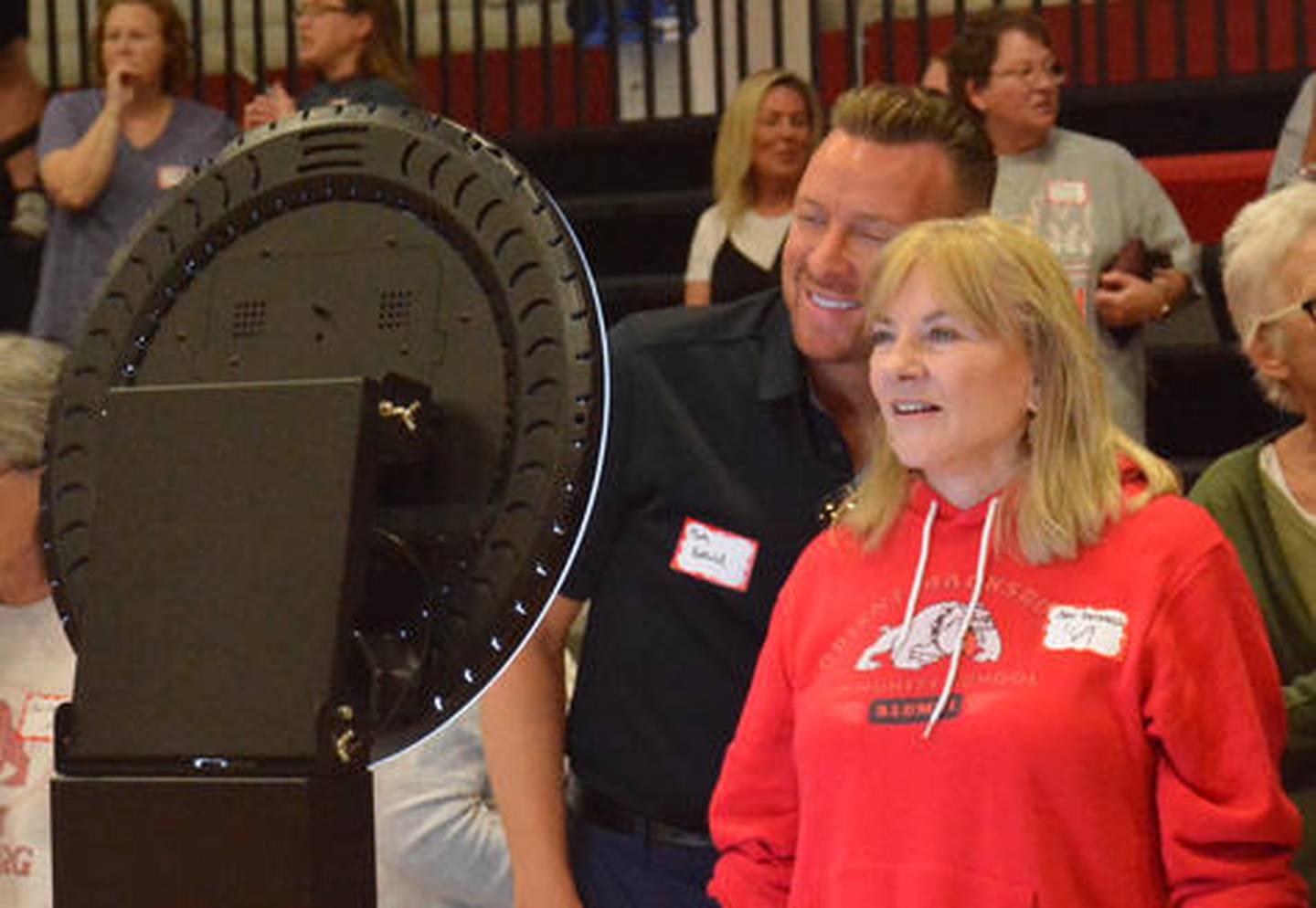 Mark and Ann Hatfield try out the selfie station.