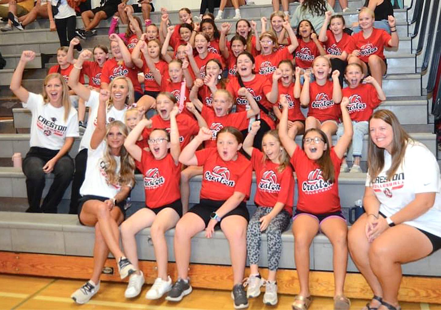 Creston youth players in grades 3-6 and their coaches were introduced prior to the match and cheered on the Panthers in their senior night match against Clarinda.