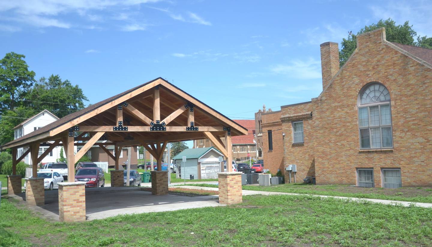 Construction on the library's pavilion was completed in June. A ribbon cutting is scheduled for July 31.