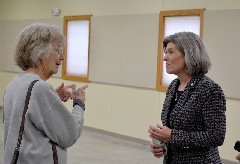 Senator Joni Ernst talked with rural Iowans during her town hall meeting in Lenox on Monday.