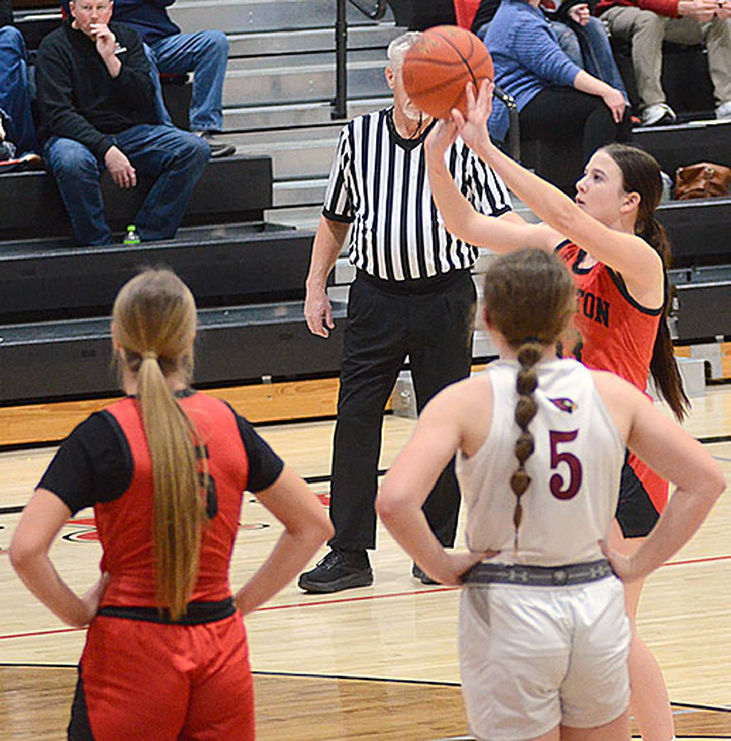 Creston's Hope Henderson shoots a free throw at Clarinda. Henderson was 2-of-2 at the line.
