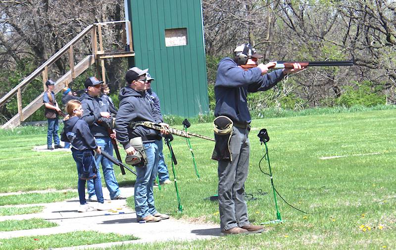 Several members of CAM's shooting sports team participate in Saturday's trap shoot at Mormon Trail County Park east of Bridgewater.