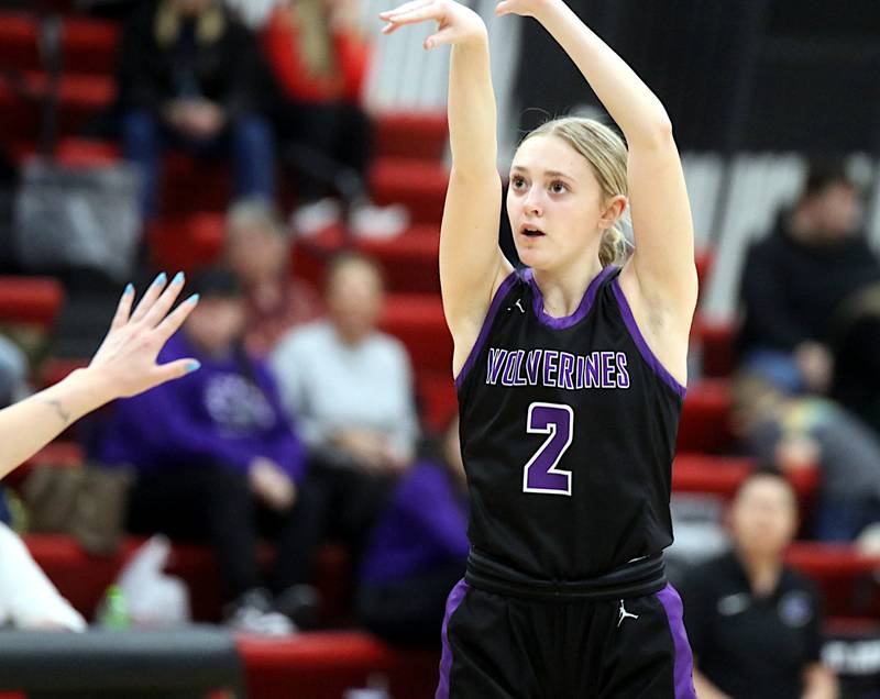 Nodaway Valley junior Maddie Weston pulls up for a shot against Mount Ayr last week. Weston was one of the girls who had an exceptionally good week on the court.