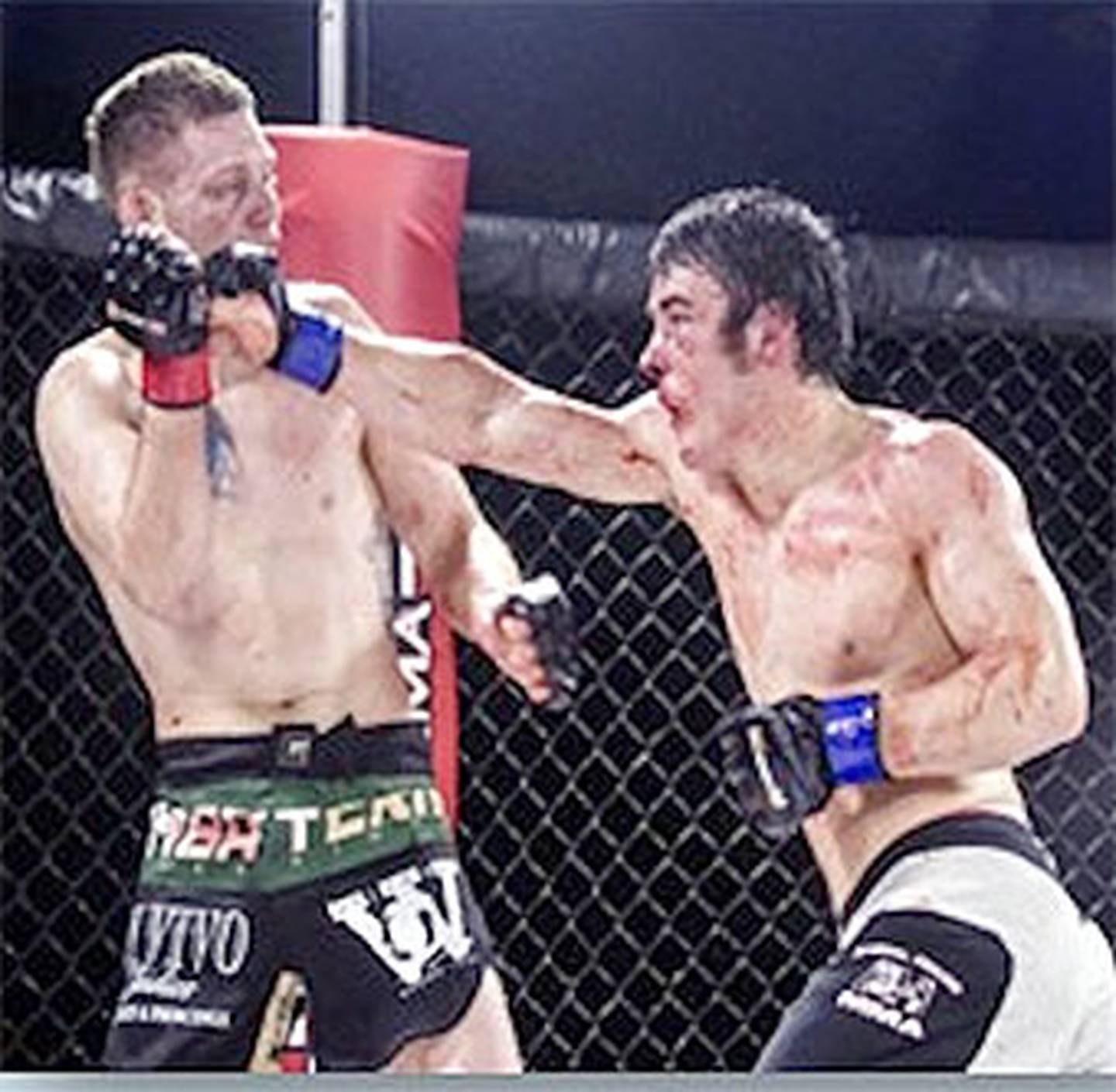 Spencer Wray (right) battles Cody Dickerson in a five-round battle earlier in his amateur career. Wray has an 11-6 record as an amateur MMA fighter.