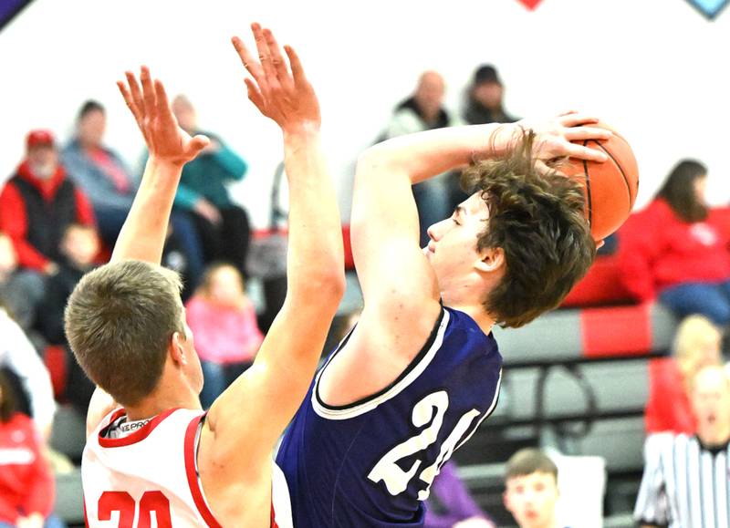 Nodaway Valley's Garrett Welsch shoots a jump shot against Central Decatur Friday, Jan. 3 in Leon.